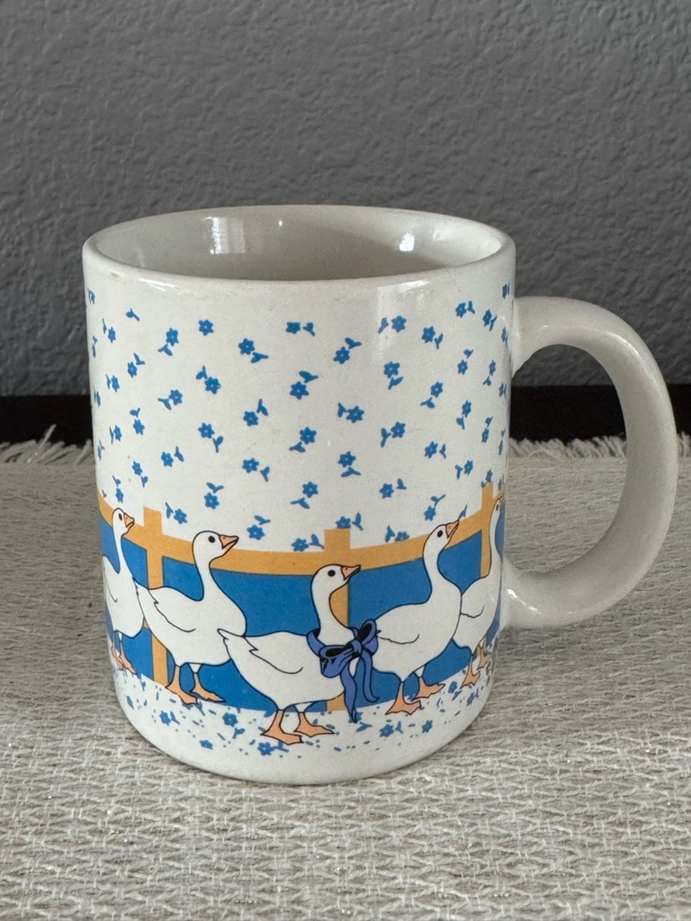 Viking Hand Crafted Blue Geese Mug Vintage Cottagecore
